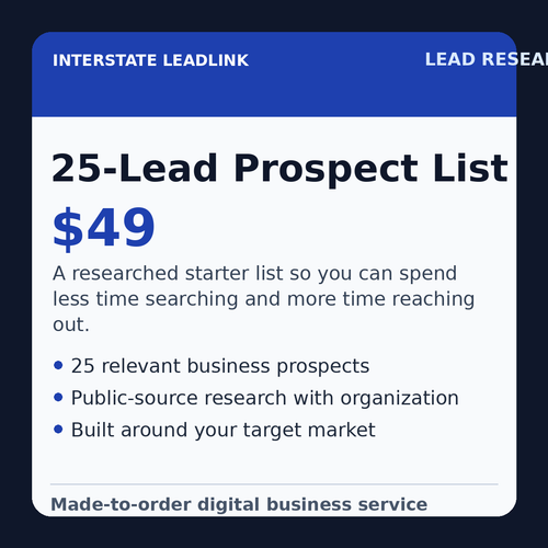 InterState LeadLink 25-Lead Prospect List $49 service cover